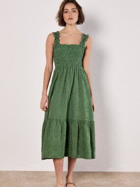 Apricot Green Broderie Anglaise Milkmaid US Size 6